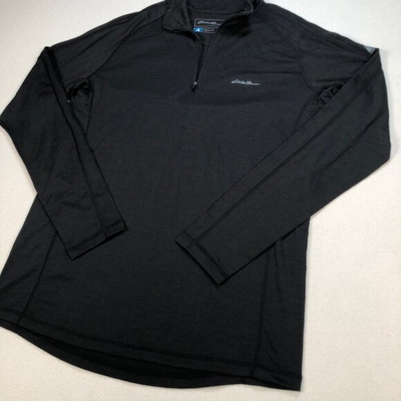 Eddie Bauer 1/4 Zip Men's M Black First Ascent Merino Wool Base Layer‎ Pullover - Picture 6 of 16